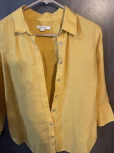 Chicos Größe 2 Button Down senffarbenes Oberteil Shirt - Bild 1 von 6