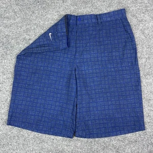 Nike Golf Shorts Mens 36 Blue Grid Plaid Dri-Fit Tour Performance Lightweight - Picture 1 of 17