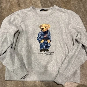 Polo Ralph Lauren Sweatshirt Women's XL Gray Polo Bear Round Neck Casual Comfort - Picture 1 of 4