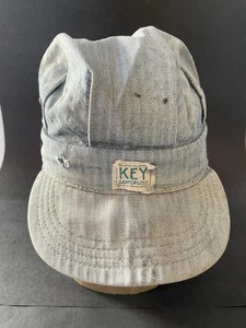 Vintage KEY Mütze Kappe Eisenbahn sanforisiert Denim Union Made USA * früh gestreift!! - Bild 1 von 13