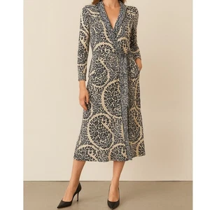 Abito BCBGMaxazria blu paisley floreale avvolgente midi donna med blu navy crema femminile - Foto 1 di 15