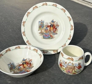 Vtg Royal Doulton Bunnykins 3Pc Childrens Set Cup Plate Bowl China England - Picture 1 of 12
