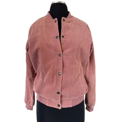 Jaqueta Bombardeiro Brandy Melville Dennis Veludo Rosa Malva Snap Close Tamanho Único - Imagem 1 de 4