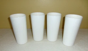 Vintage Tupperware 4 WHITE 14 oz Tumblers w/ designs STACK  BRAND NEW  FREE SHIP - Picture 1 of 4