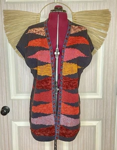 Kaffe Fassett for Peruvian Connection Geometric Sweater Vest Cardigan Medium - Picture 1 of 10