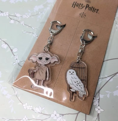 New Set Of 2 Exclusive Harry Potter Acrylic Keychains Kawaii Dobby And Hedwig - Image 1 of 4