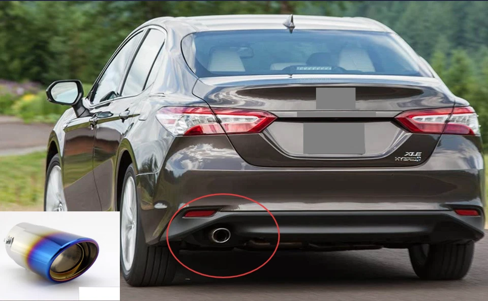 Stainless Blue Car Rear Exhaust TailPipe Muffler Tip For 2007-2022 Toyota Camry - Imagem 1 de 4