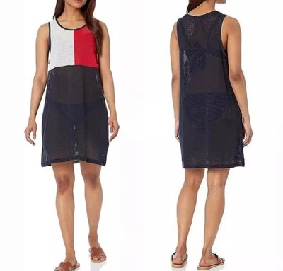 Tommy Hilfiger Women's Sleeveless Mesh Swim Cover-up Dress S/M Americana NWT $78 - Image 1 of 4