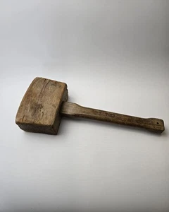 Vtg Square Head Mallet Hammer Wooden Carving Chiseling Sculpting 15”L  5.5" Head - Picture 1 of 8