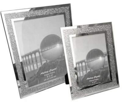 Juego de marcos de fotos espejo Amlong Crystal Sparkle, incl (1) 8 x 10 y (1) 5 x 7 Foto 1 de 4