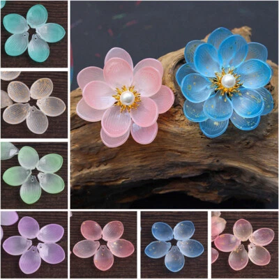 10pcs Petal Shape 22x16mm Lampwork Glass Loose Pendants Beads for Jewelry Making - Image 1 of 4
