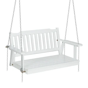 Gardeon Porch Swing Chair with Chain Garden Chair Outdoor Furniture Wooden White - Picture 1 of 8
