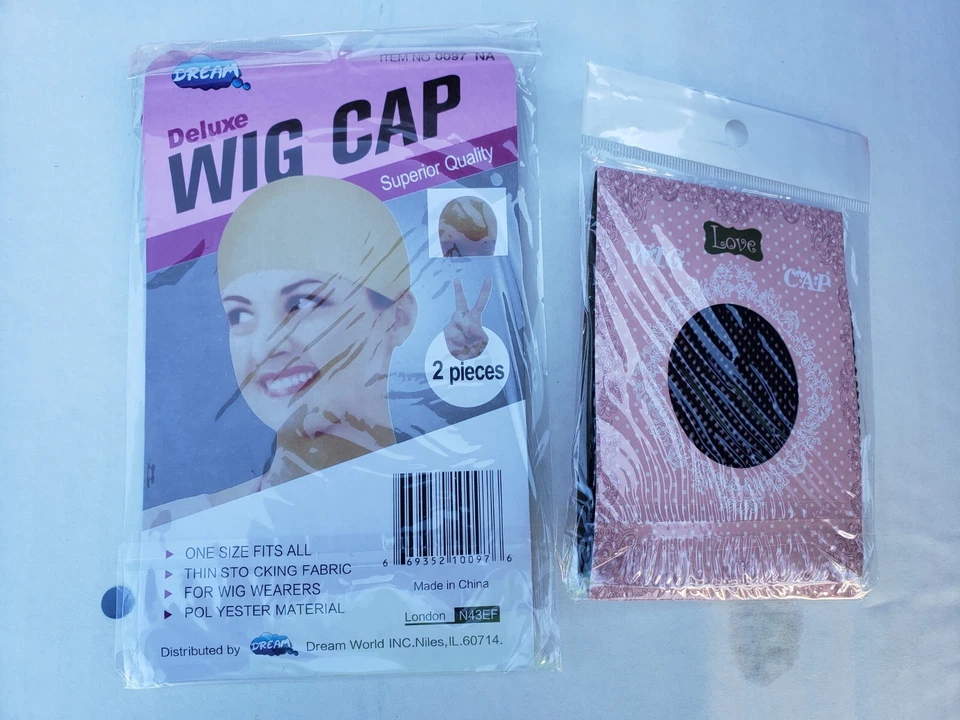 UN PAQUETE CON 2 tapas de peluca elásticas de nailon de lujo beige claro Foto 1 de 1