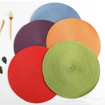 Woven Table Place Mat Round Placemat Heat-resistant Pad Dining Tableware Dinner - Image 1 of 4