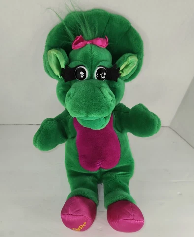 Vintage 1992 Plush Baby Bop Hand Puppet Barney the Dinosaur Lyons Group NICE 16" Cover