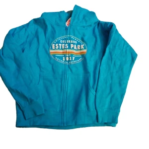 Estes Park Colorado Hoodie Full Zip Blue Pockets Youth Size Extra Large - Picture 1 of 4
