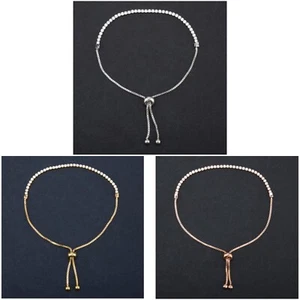 Women Trendy 18K Rose Gold Silver Diamante Tennis Bracelets Jewellery Gift UK - Picture 1 of 16