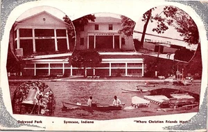 Vintage 20er Jahre Postkarte Oakwood Park Syrakus, In. Multi Views Christian Friends - Bild 1 von 2