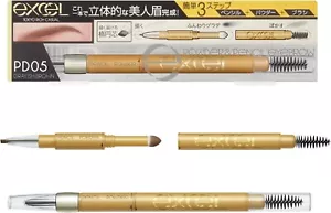 excel Powder & Pencil Eyebrow EXPD05 Grayish Brown Eyebrow Brush Natural - Picture 1 of 8