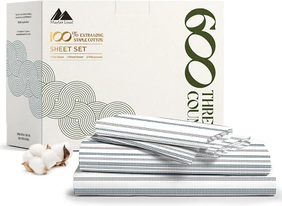 100% Egyptian Cotton Printed Bed Sheets - 600 Thread Count 4 PC California King - Image 1 of 4