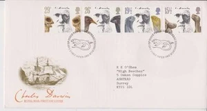 GB FDC 1982 CHARLES DARWIN BRIEFMARKENSATZ BUREAU PMK - Bild 1 von 1