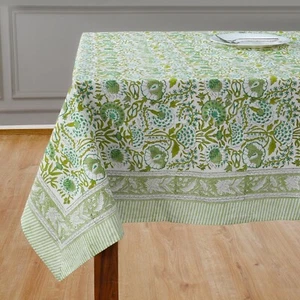 CPC Tablecloth 100% Cotton 60x60 Inch Indian Block Print Square Table Cover - Picture 1 of 9