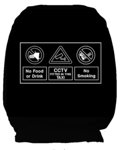 Personalised Seat Car Headrest Cover Front Back Uber Taxi No Smoking Eating CCTV - Picture 1 of 1