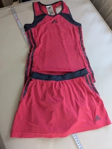 Adidas Climate Pink Girls Activewear Set Tank Top Skirt Size 9-10 - Picture 1 of 12