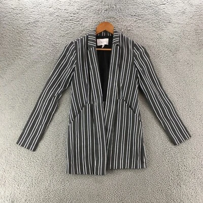BCBGeneration Blazer Jacket Womens Xxs Grey Long Sleeve Open Front Pinstriped - Image 1 of 4