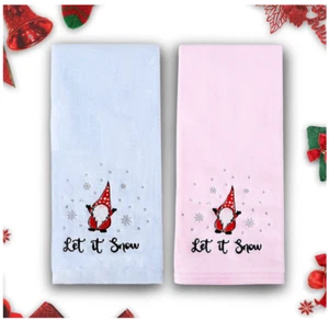 Große Größe 16" x 27" Weihnachten Wichtel Handtücher Waschlappen, 100% rein (Set - Bild 1 von 7