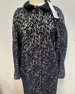MARNI NWT GORGEOUS BLACK Navy LIGHT Gold Bonded COAT SIZE 46 MADE IN ITALY - Picture 1 of 12