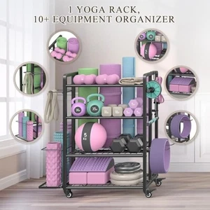 4 Tier Dumbbell Rack 600 LB Capacity Adjustable Dumbbells Kettlebells Yoga Mat - Picture 1 of 8
