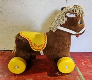 1980 Playskool 480 Vintage Rolling Ride-on Plush Pony - Picture 1 of 11