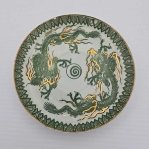 Vintage Japan grün weiß Gold Drachen Imari Ware kleiner Teller japanisch 5,5" - Bild 1 von 5