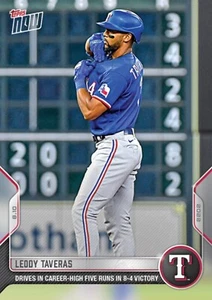 2022 TOPPS NOW CARD TEXAS RANGERS LEODY TAVERAS #687 DRIVES IN 5 RUNS IN WIN - Picture 1 of 1