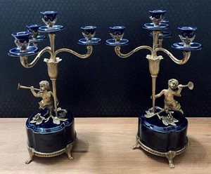 Kerzenleuchter Engel Porzellan Bronze Kerzenständer Barock Jugendstil Antik Art - Bild 1 von 6