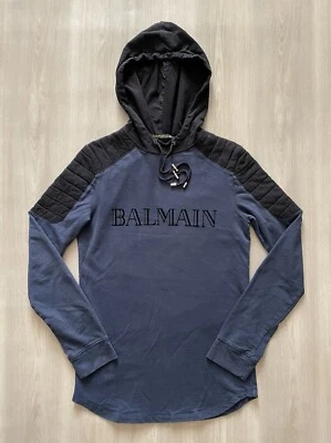 Balmain HM Azul Marino Sudadera con Capucha Motociclista Para Hombre Talla Pequeña XS Foto 1 de 4