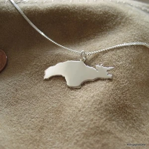 SAMOS Landkarte Anhänger mit 45 cm Panzerkette in 925er Silber, Σάμος, Sisam - Bild 1 von 1