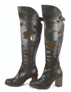 Donald J. Pliner Brown Leather Suede OTK Riding Boots Taria Gleaming Size 8.5 - Picture 1 of 7