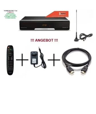 DVB-T2 Receiver HD  freenet TV HDMI SCART USB LAN irdeto mit DVB-T ANTENNE SET. - Bild 1 von 4