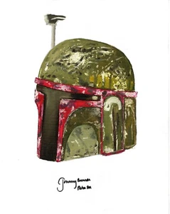 Jeremy Bulloch signiert STAR WARS ""Boba Fett"" Original Artwork 11x14 Leinwand BAS - Bild 1 von 4