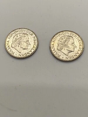 2 each 1 Gulden 1967, 1968 Julianna Koningin Der Nederlanden coins - Image 1 of 4