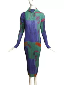 ISSEY MIYAKE- 2016 Floral Plisse Pleat Dress, Size Medium - Picture 1 of 5