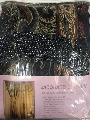 Vintage Pair Window Curtain Drape Set Panel Sheer Valance Tassel Ties Navy New - Image 1 of 4