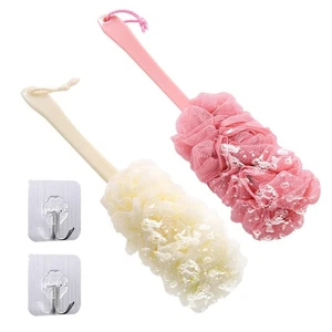 EUPSIIU 2 Pieces Loofah Bath Brush with Long Handle, Shower Body Brushes with Ba - Picture 1 of 7
