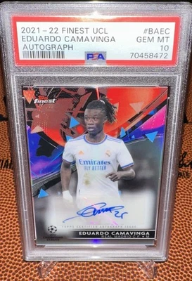 2021-22 MEJOR REFRACTOR AUTÓGRAFO UCL EDUARDO CAMAVINGA PSA 10 BAJO POP Foto 1 de 4