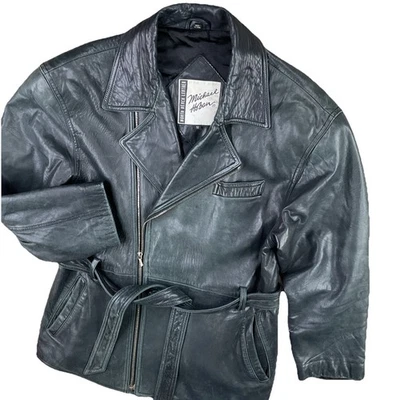 Chaqueta de cuero vintage North Beach Michael Hoban de cuero suave con cinturón para mujer talla 10 Foto 1 de 4