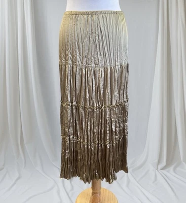 Falda midi plisada dorada champán vintage línea A caprichosa elegante años 90 Fairycore 10 Foto 1 de 3