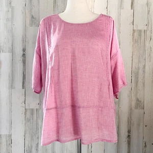 J Jill rosa Leinenmischung L Kurzarm Tunika leicht lässig Cruise Lagenlook - Bild 1 von 9