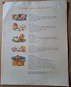 11 x 14 Johnson & Johnson Products "Is There a Baby in the House" Poem Ad Print - Picture 1 of 7